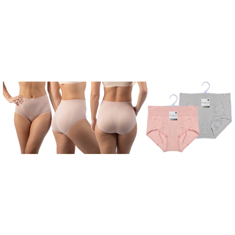 Women's Seamless Panties - M-XL Pink Gray Wide Waistband 1