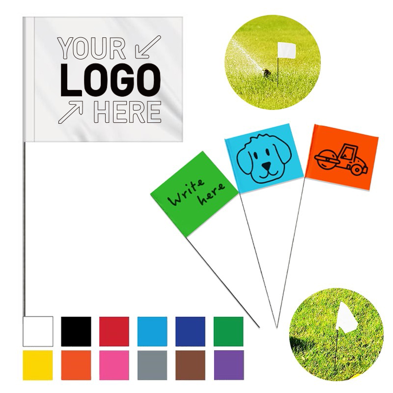 Custom Marking Flag With Wire Staff