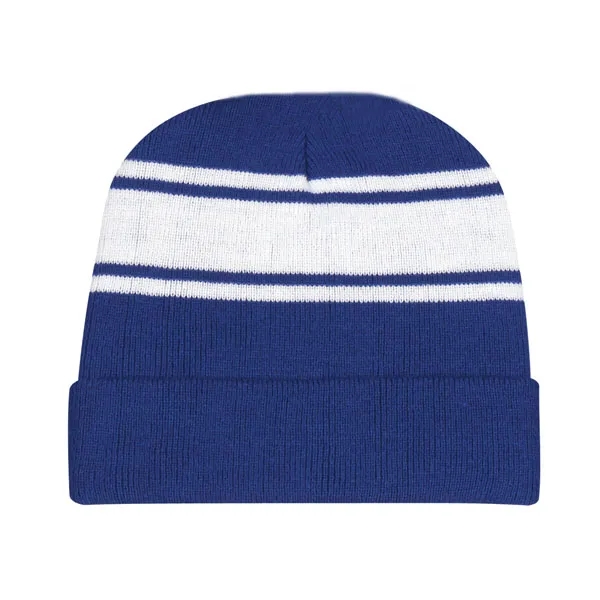 Striped Acrylic Knit Beanie With Cuff 13