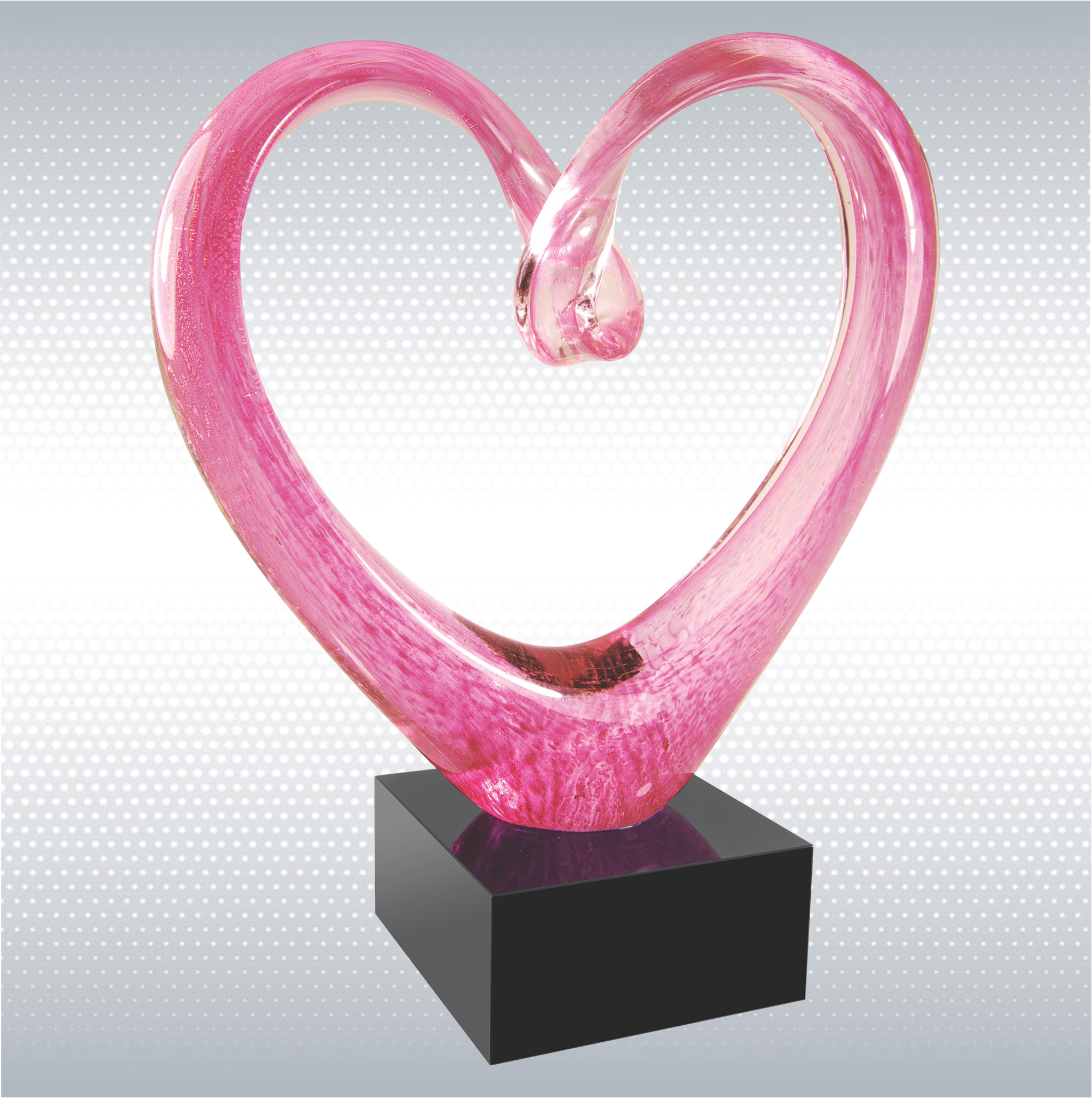 9" Pink Glass Heart with Black Base 4