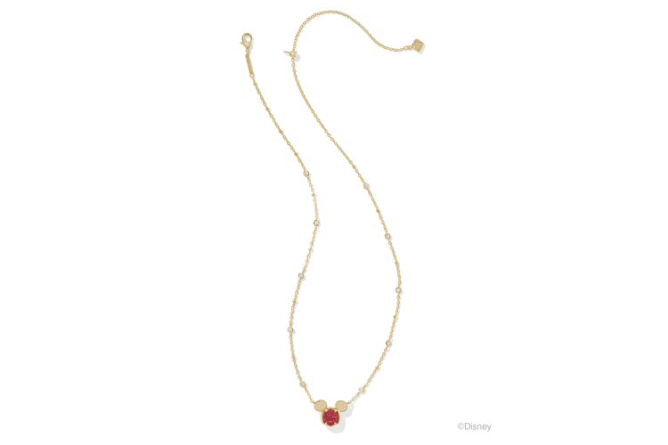 Kendra Scott Disney Gold Mickey Mouse Short Pendant Necklace in Bright Red Drusy 2