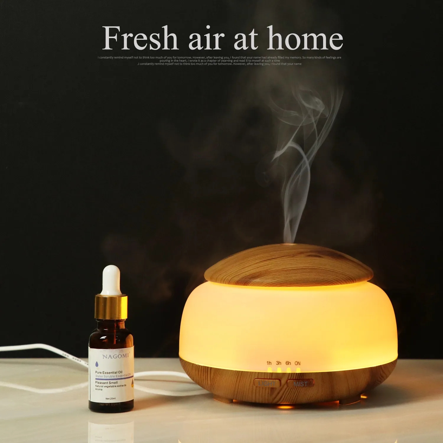 300ml Cool Mist Humidifier with 7 Color LED Lights Changing 7