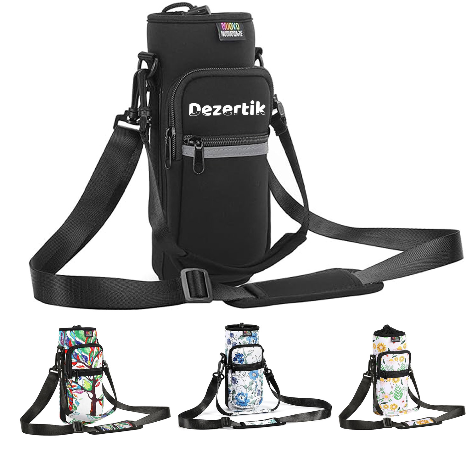 40oz Neoprene Water Bottle Carrier Bag w/ Phone Pocket
