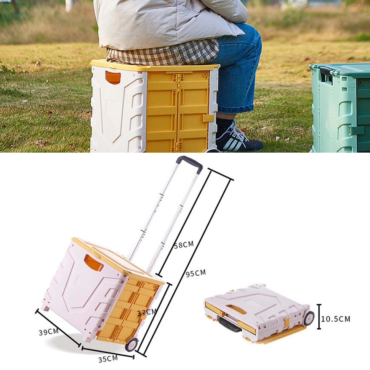Wheeled Collapsible Basket With Handle 2