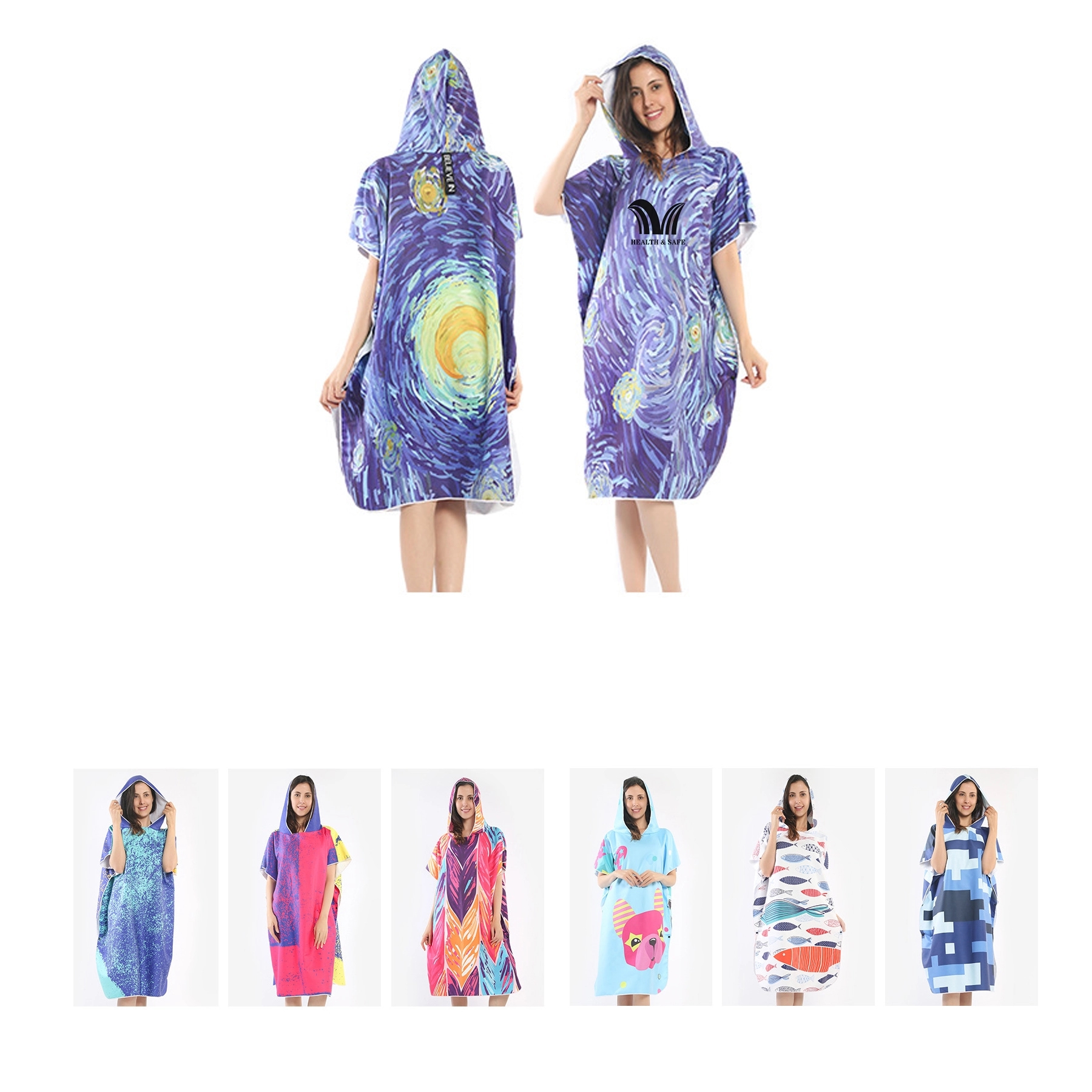Surf Poncho Changing Beach Towel Robe With Hood 1