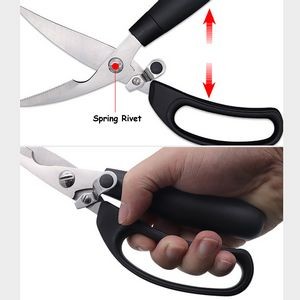 Stylish Steel Kitchen Scissors With Wooden Handle And Serrated Blade 10