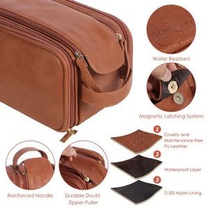 PU Leather Toiletry Bag Men Travel Large Capacity Waterproof 2