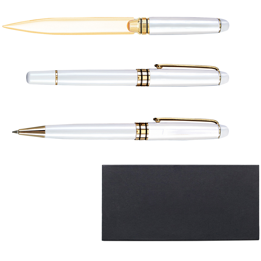 Danish-I Brass Letter Opener with GS Triple Pen Set