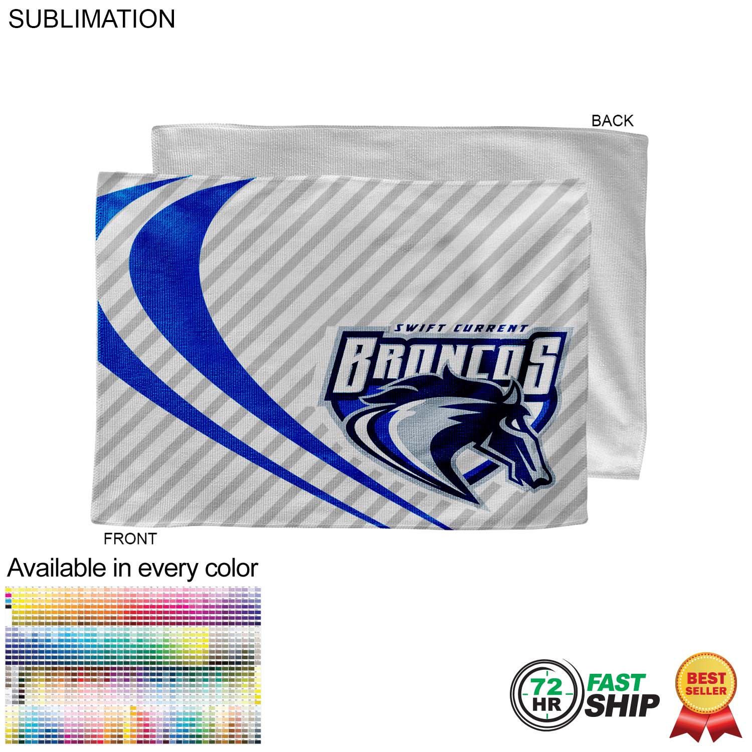 72 Hr Fast Ship -Microfiber Dri-Lite Terry Rally, Sports, Skate Towel, 12x18 Sublimated Edge to Edge 7