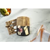 Black Marble Cheese Board Set with Knives 18