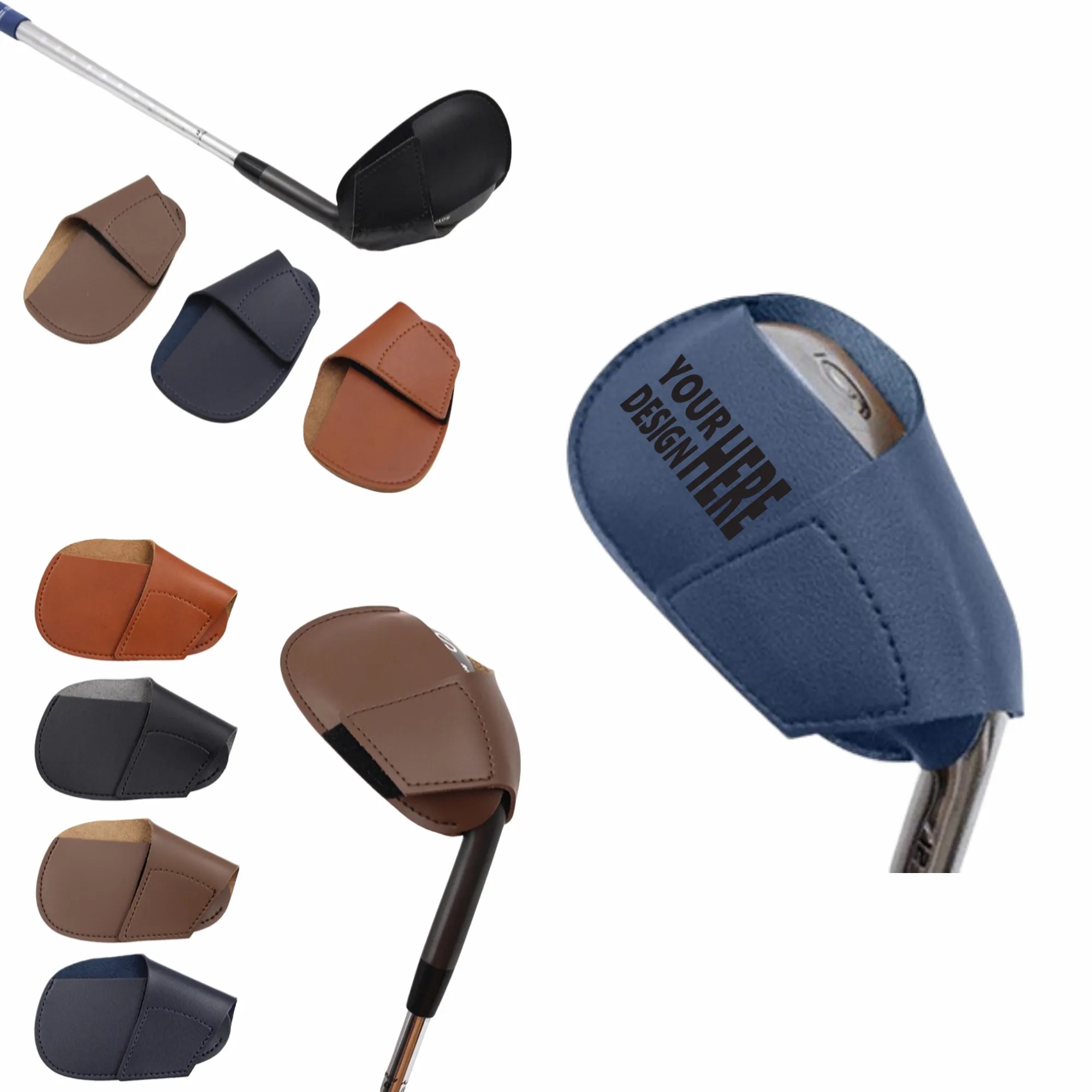 PU Leather Golf Putter Head Cover, Iron Club Protector Sleev