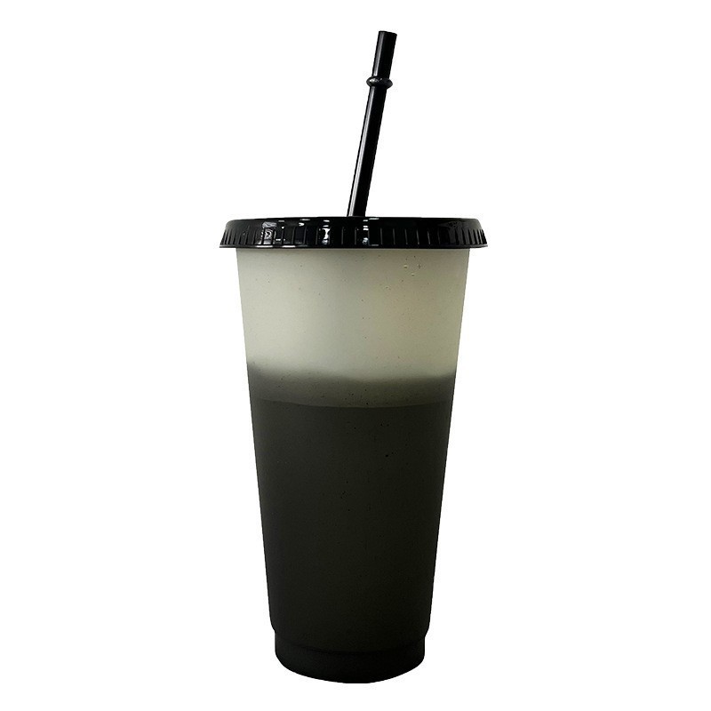 24 Oz. PP Plastic Color Changing Cup Set with Straws 2