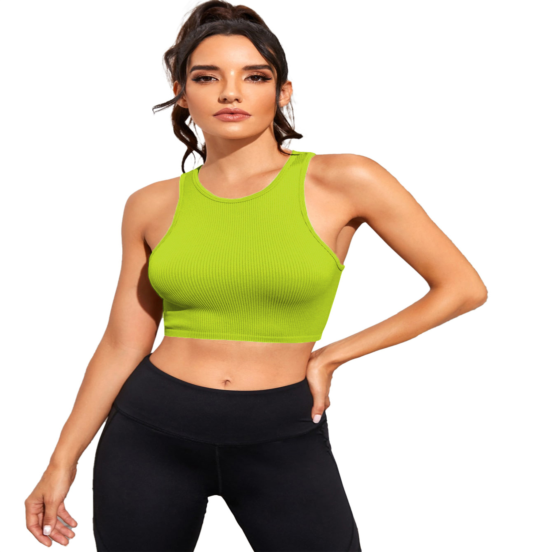 Womens Ribbed Longline Sports Bra 6