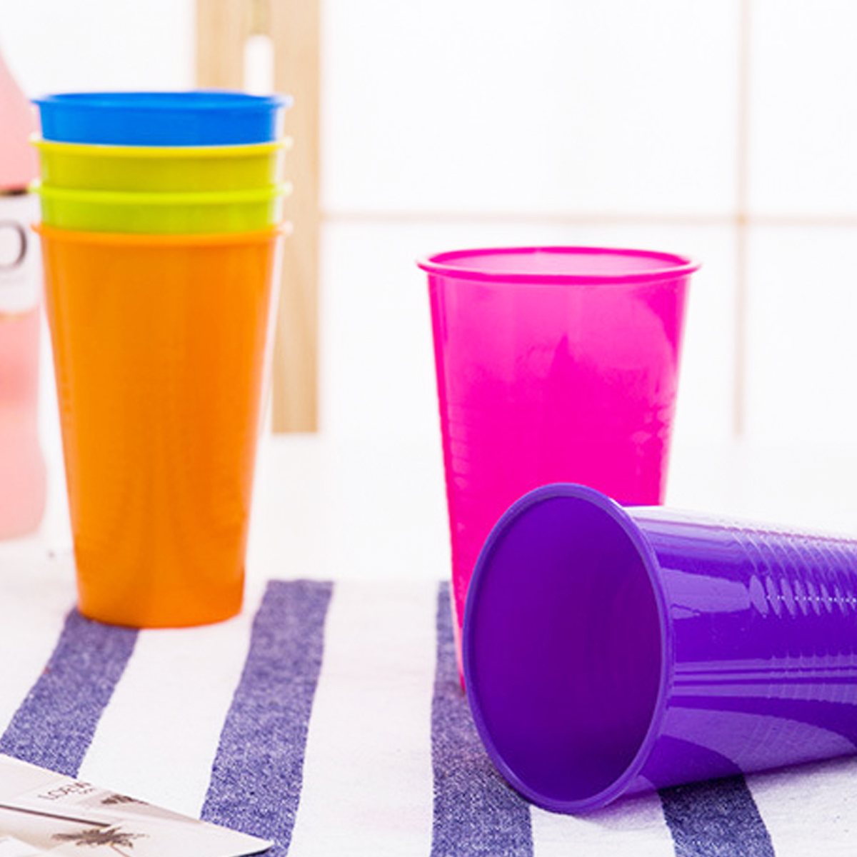 13Oz. Durable Stackable Plastic Beverage Cup with Ribbed 7