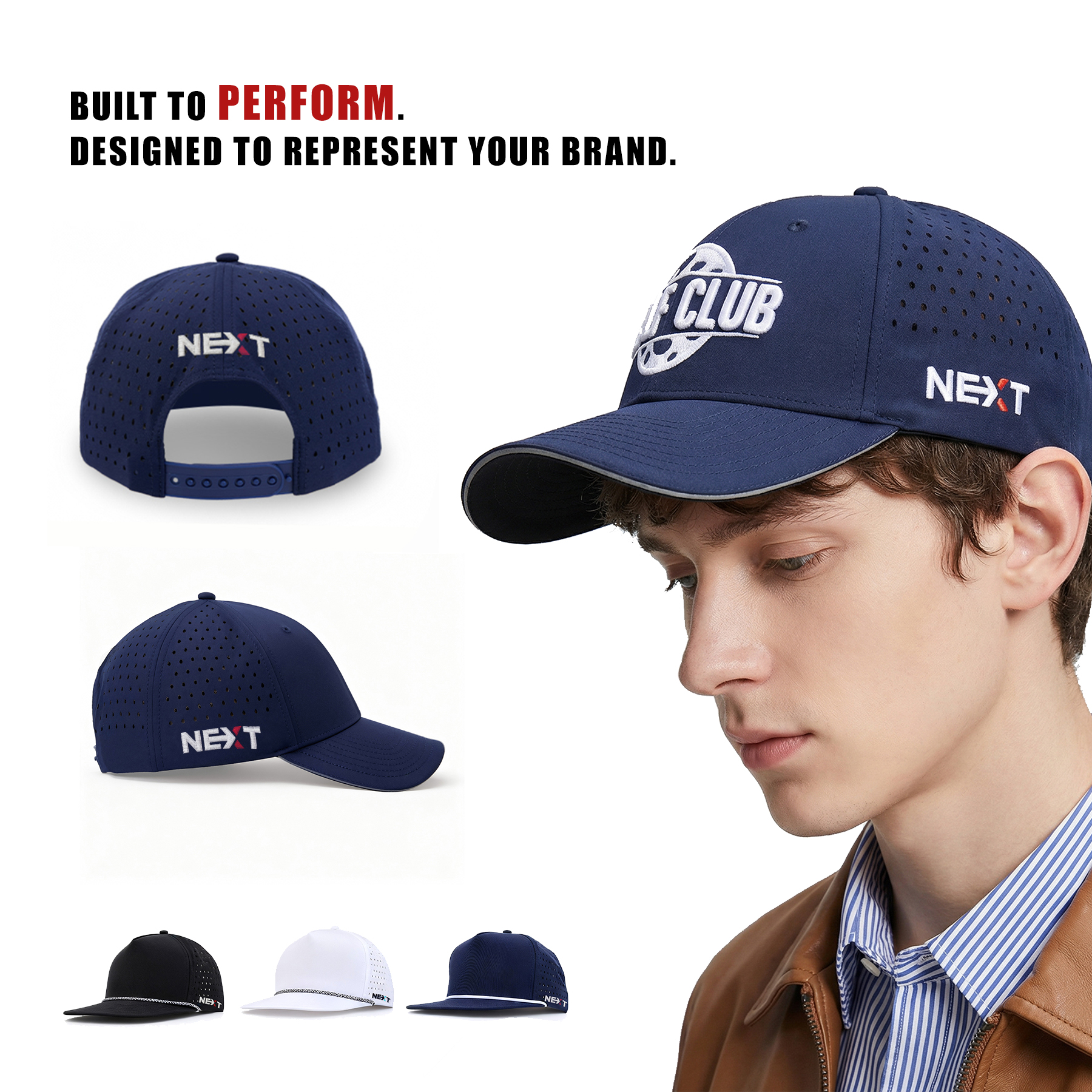 6 Panel Structured Laser-Cut Mesh Golf Cap 8