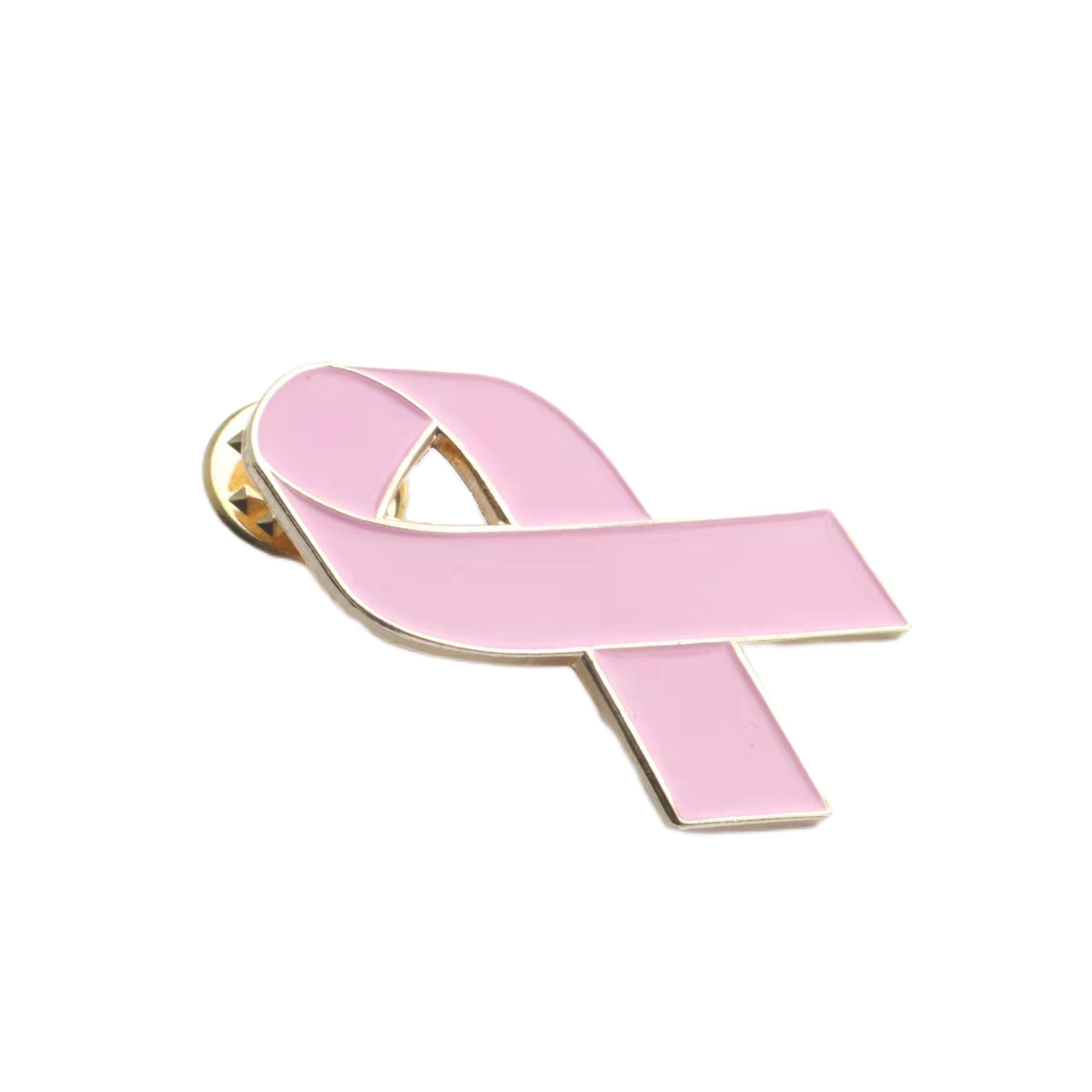 Pink Ribbon Metal Label Pin (direct import) 2
