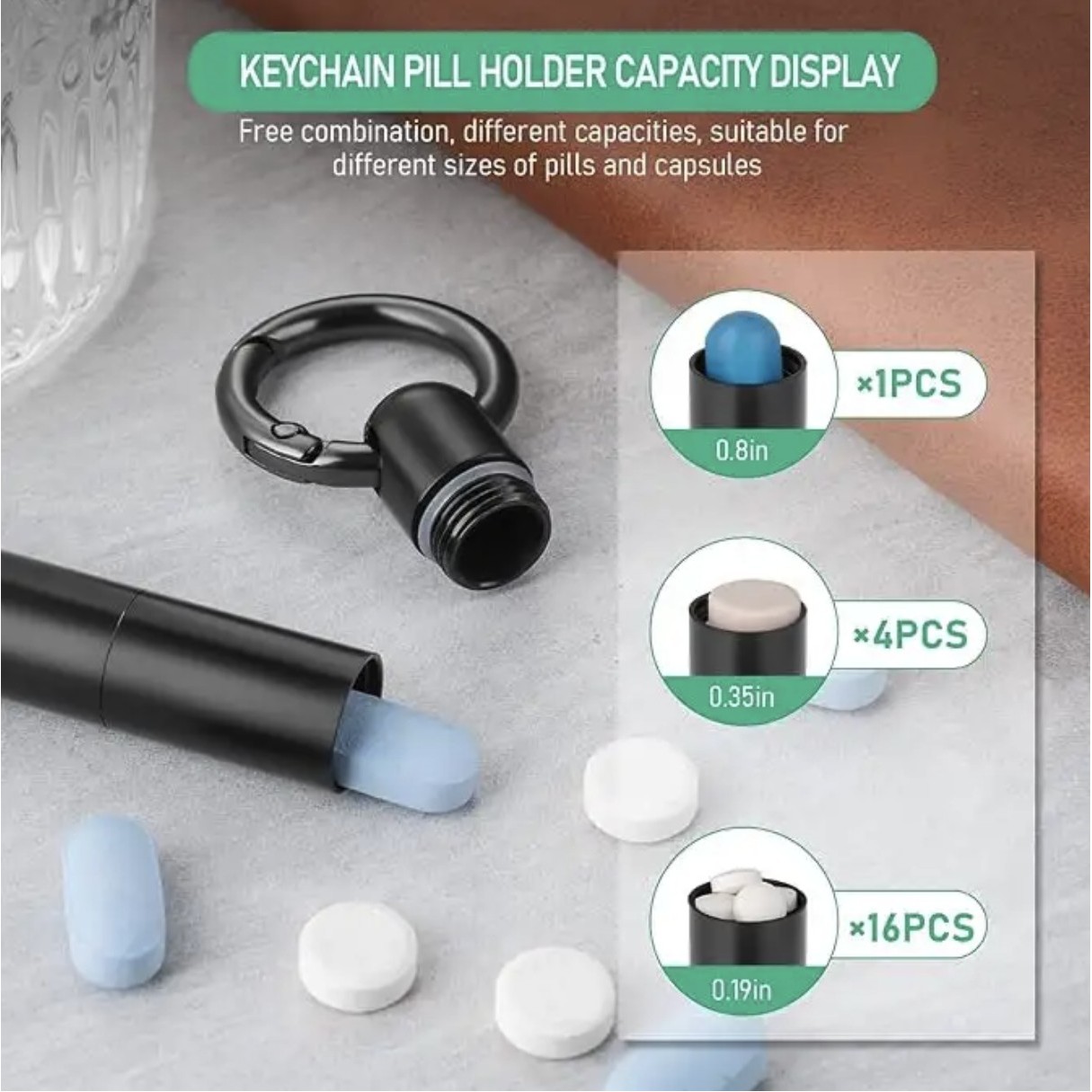 Stainless Steel Keychain Pill Holder 5