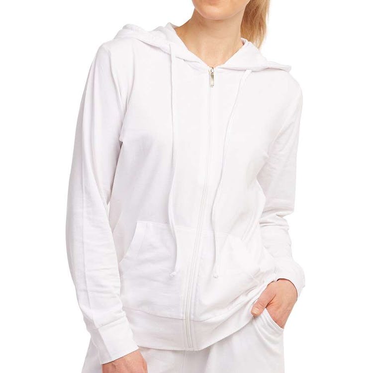 Women's Plus Size Jersey Zip-Up Hoodie Jackets - 3X White 2