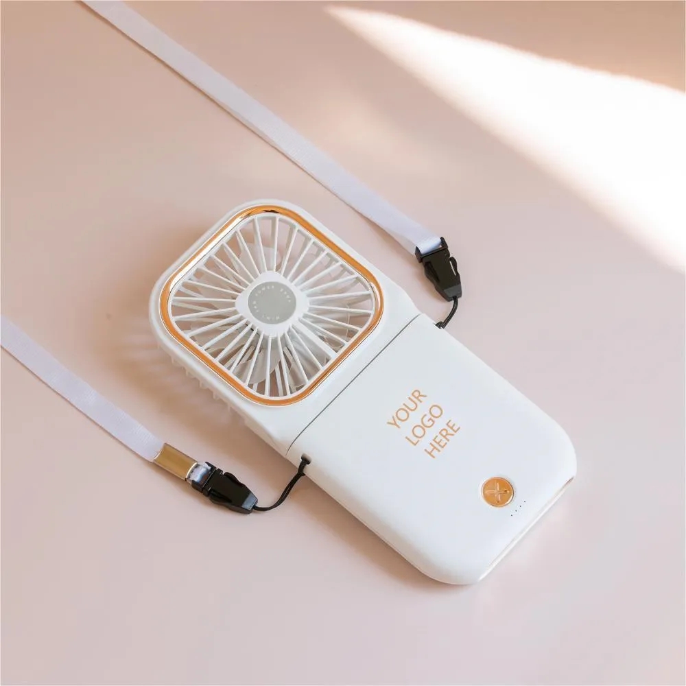 Portable Handheld Foldable Necklace Fan With Power Bank 6