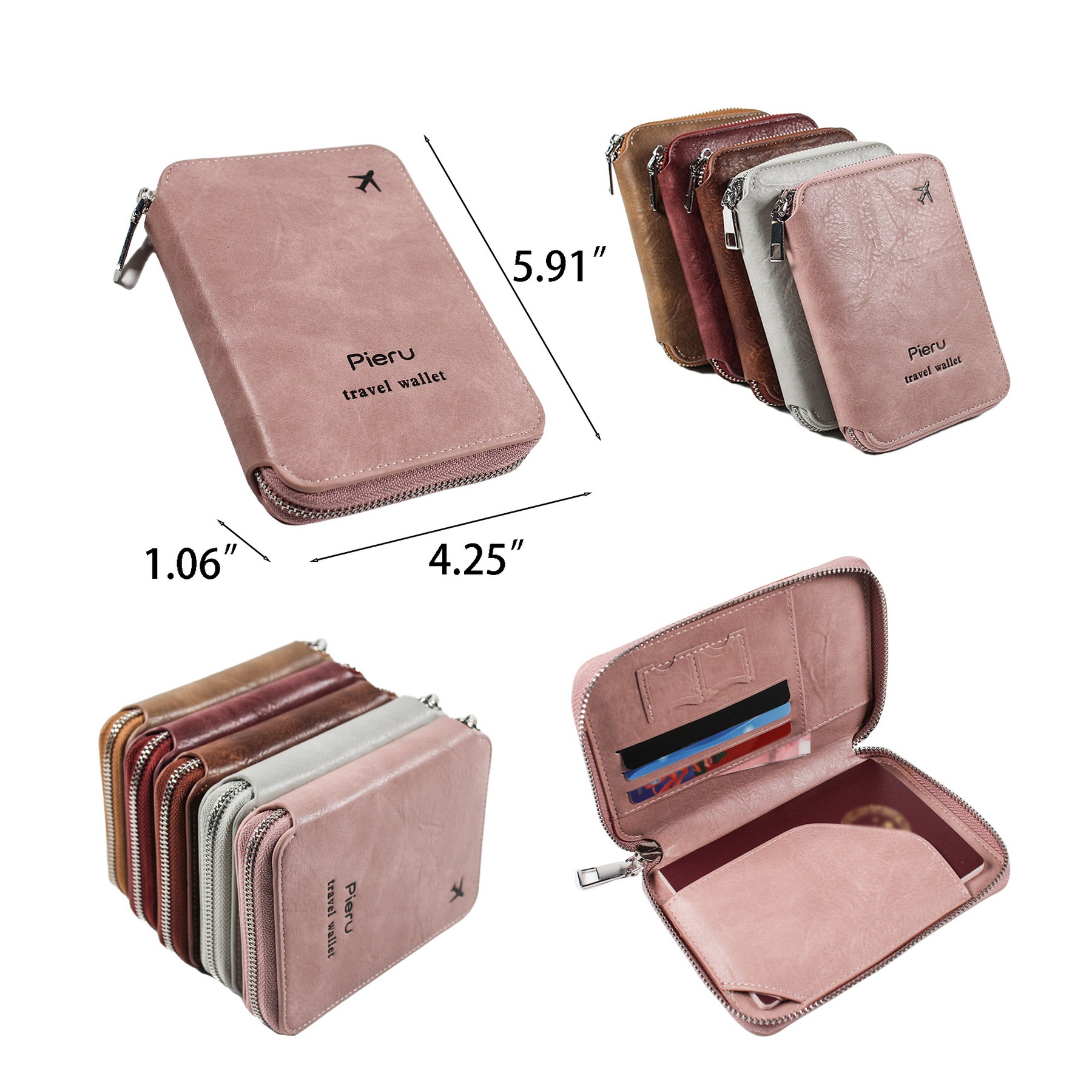Anti-theft Brush Zipper Passport Bag 6