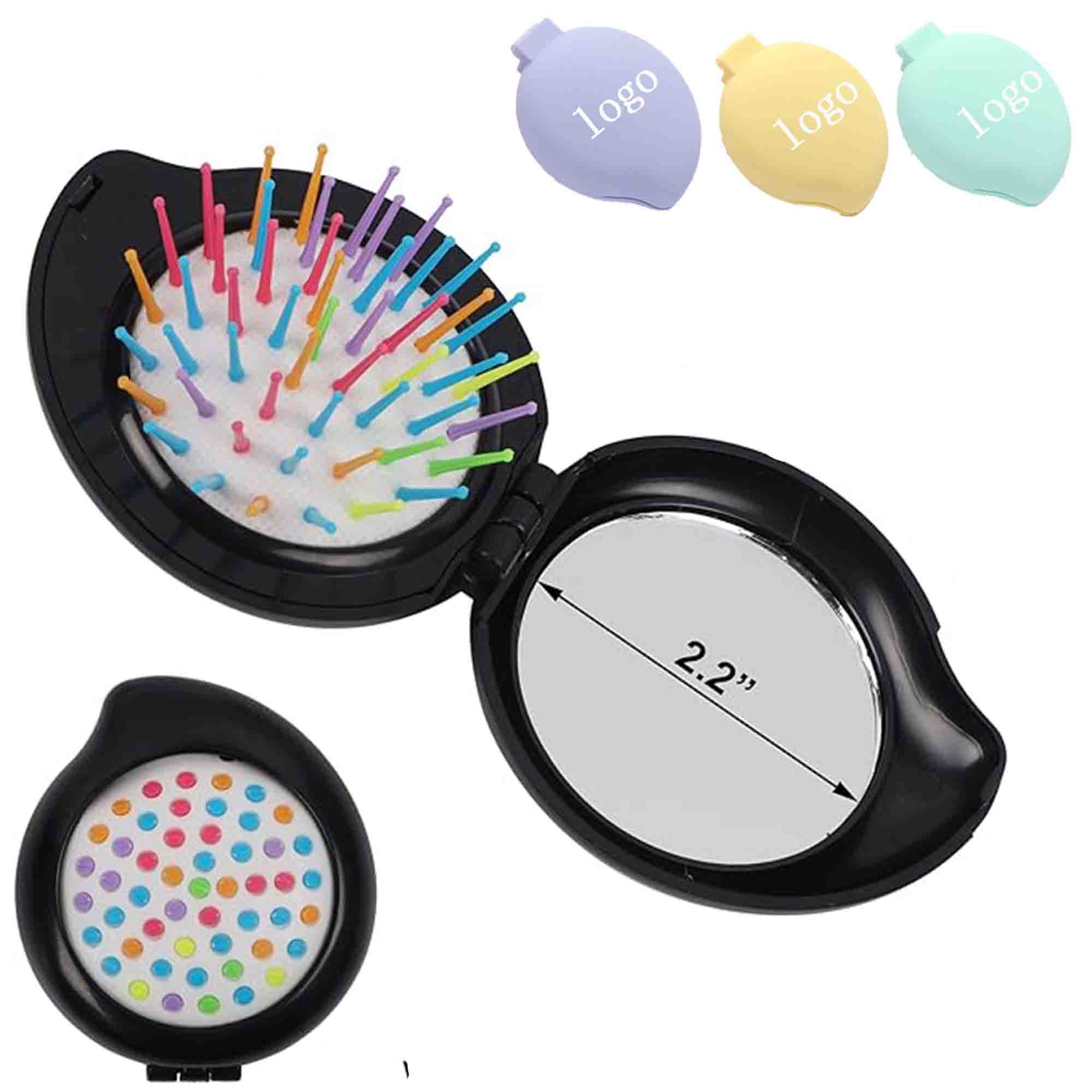 Folding Travel Hair Brush with Mirror 1