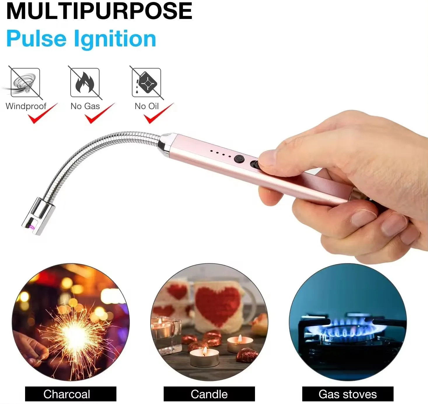360 Degree Flexible Neck Flameless Grill Long Lighters 5