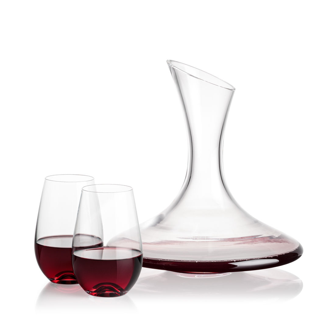 Madagascar Carafe & Boston Stemless Wine 4