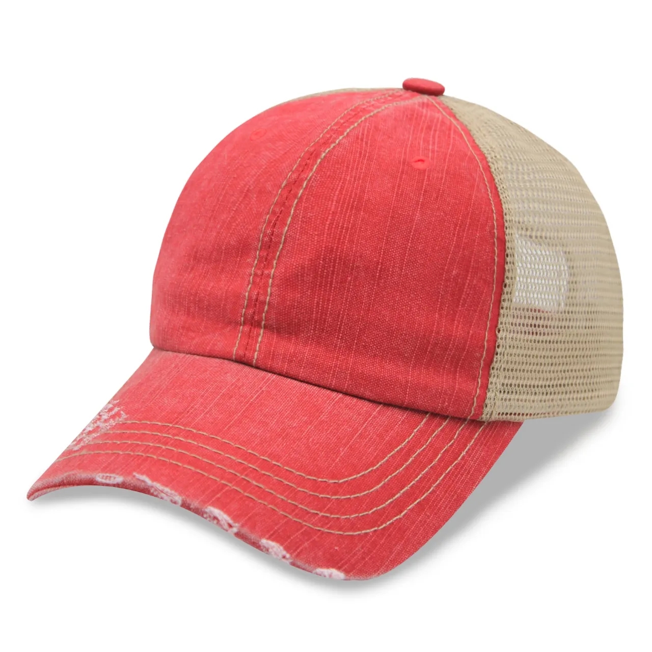 Pre-Washed Distressed Herringbone Trucker Cap
