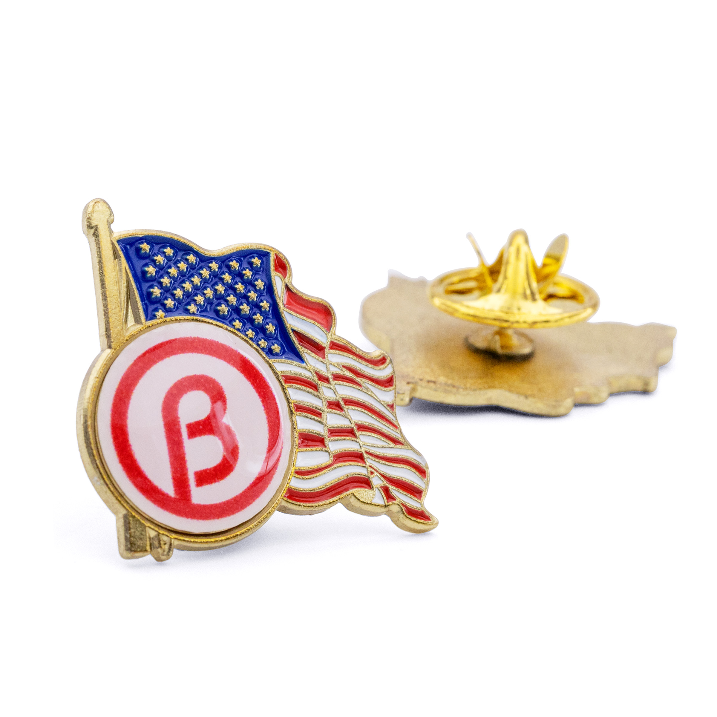 U.S.A. Flag Lapel Pins with Custom Logo