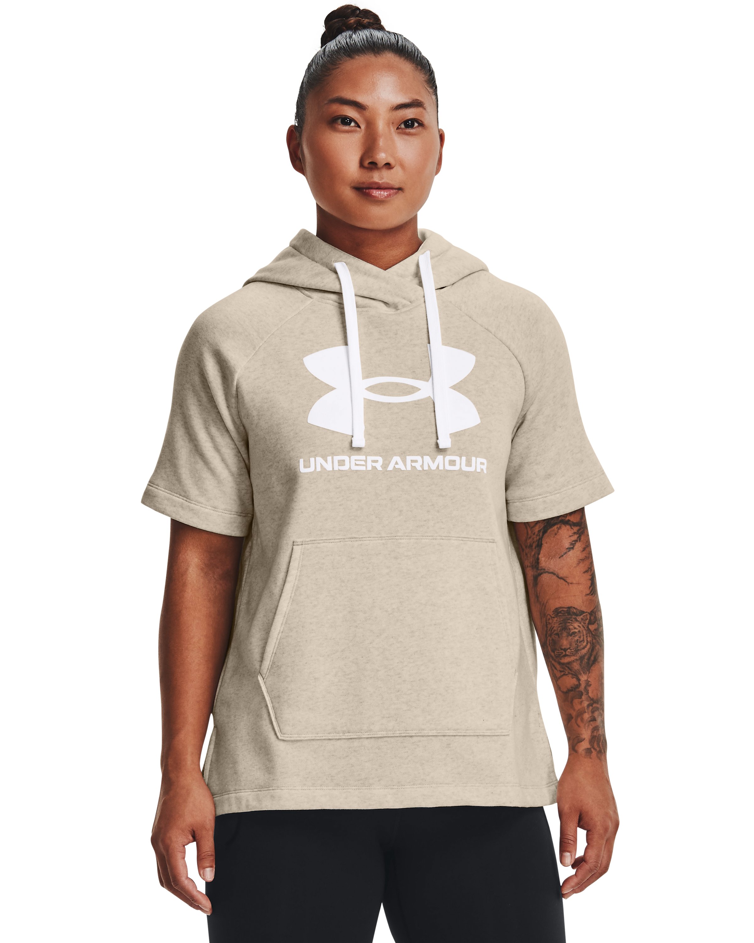 UA Rival Fleece Women's Short Sleeve Hoodie, custom hoodie or sweatshirt with logo imprint 3