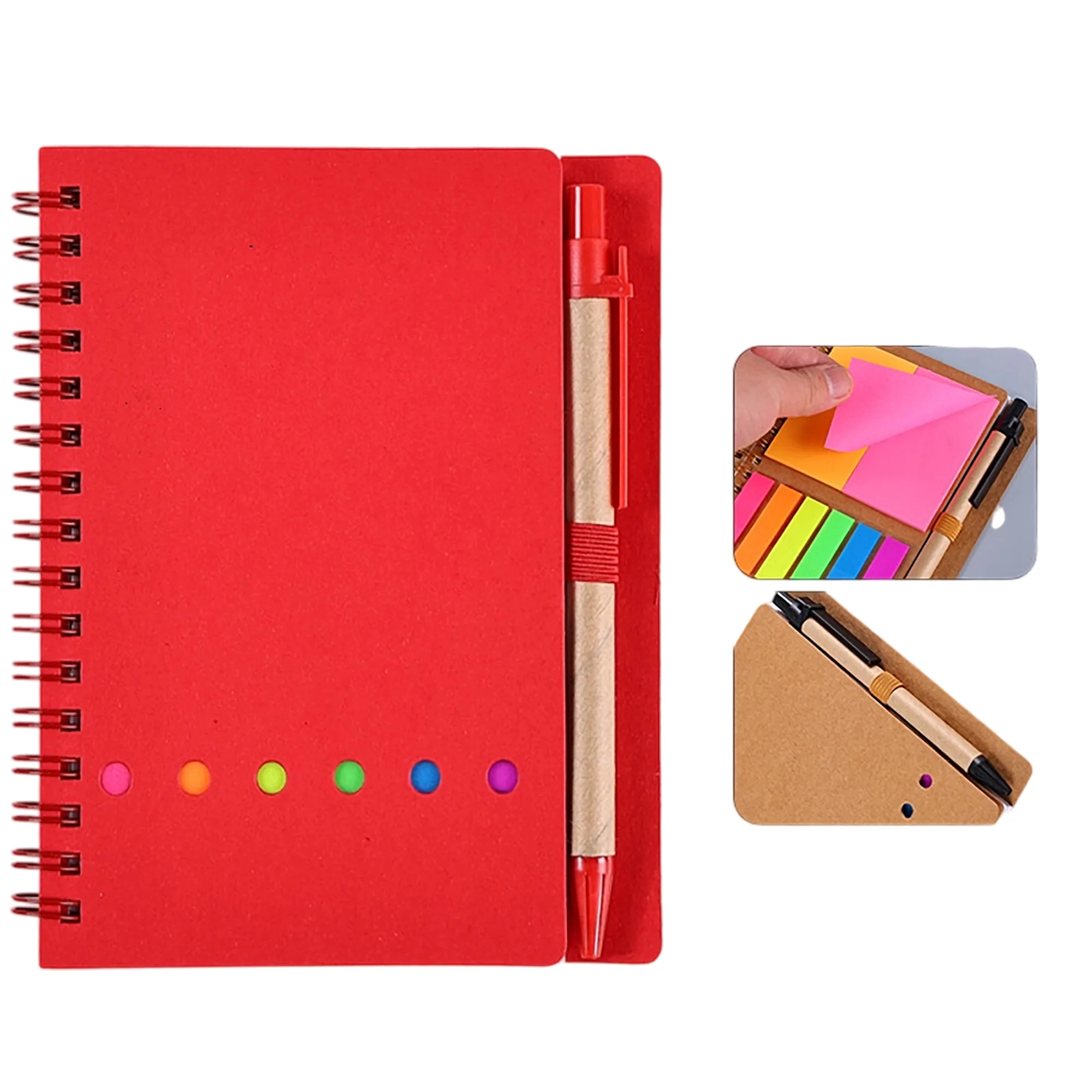 Kraft Paper Notebook With Sticky Notes And Pen 1