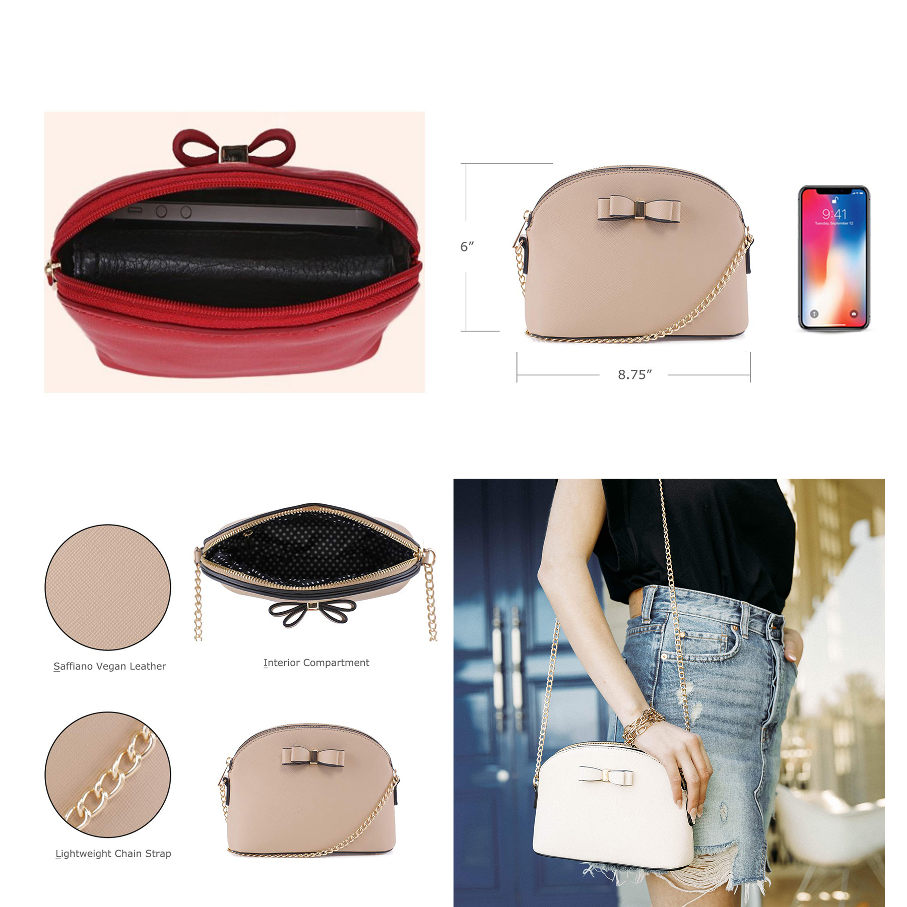 Small Cute Faux Leather Dome Series Crossbody Bags 2