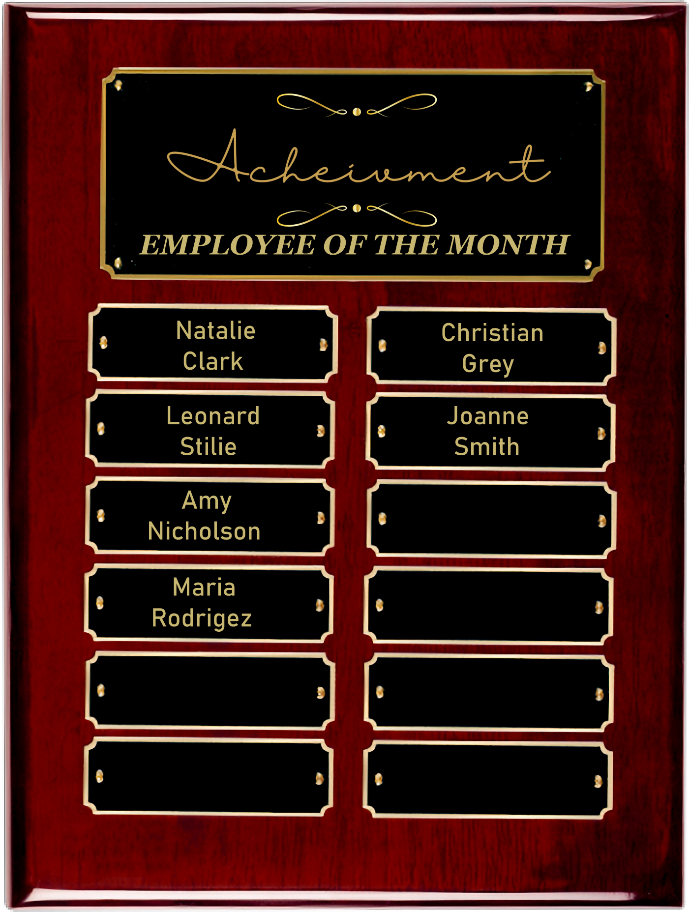 Rosewood Piano Finish 12 Plate Perpetual Plaque (9"x12") 3