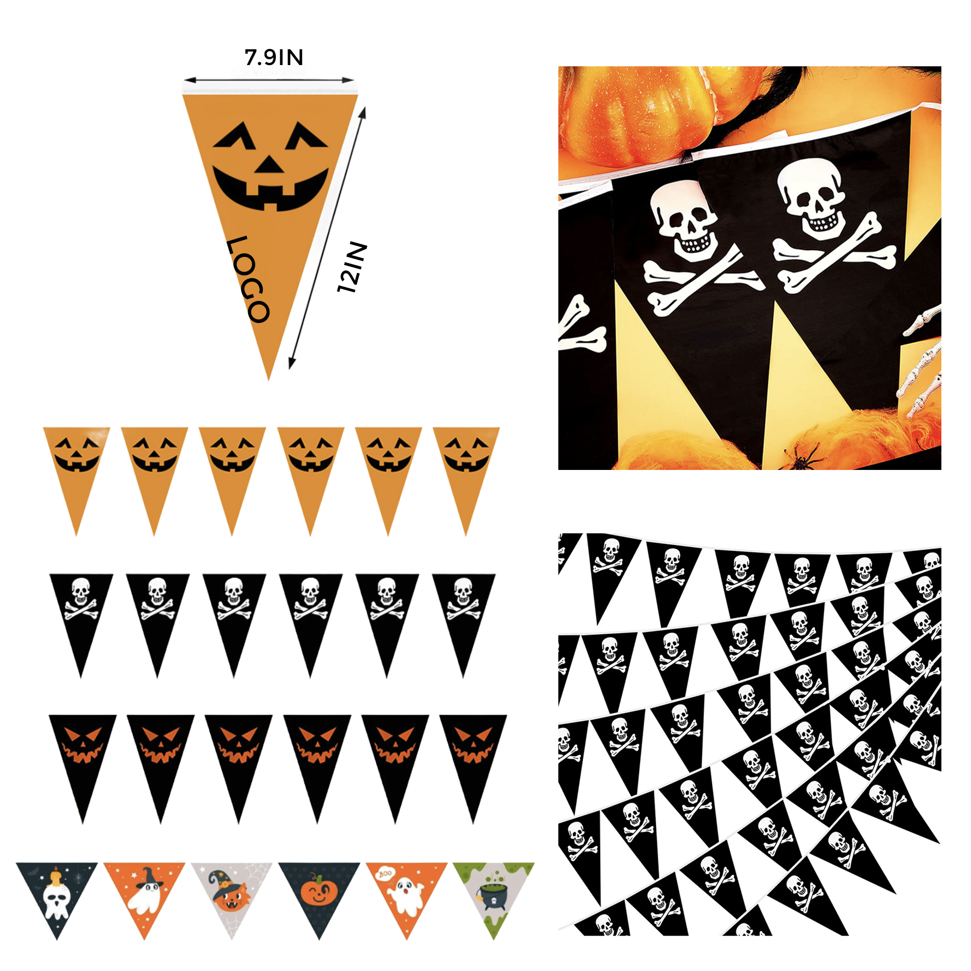 MOQ 50 PCS Handmade Halloween Triangular Pennant String 1