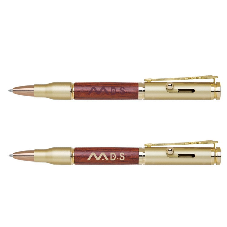 Bullet Brass Ball Point Pen (Rosewood/Satin Gold/ Gold Acce 1