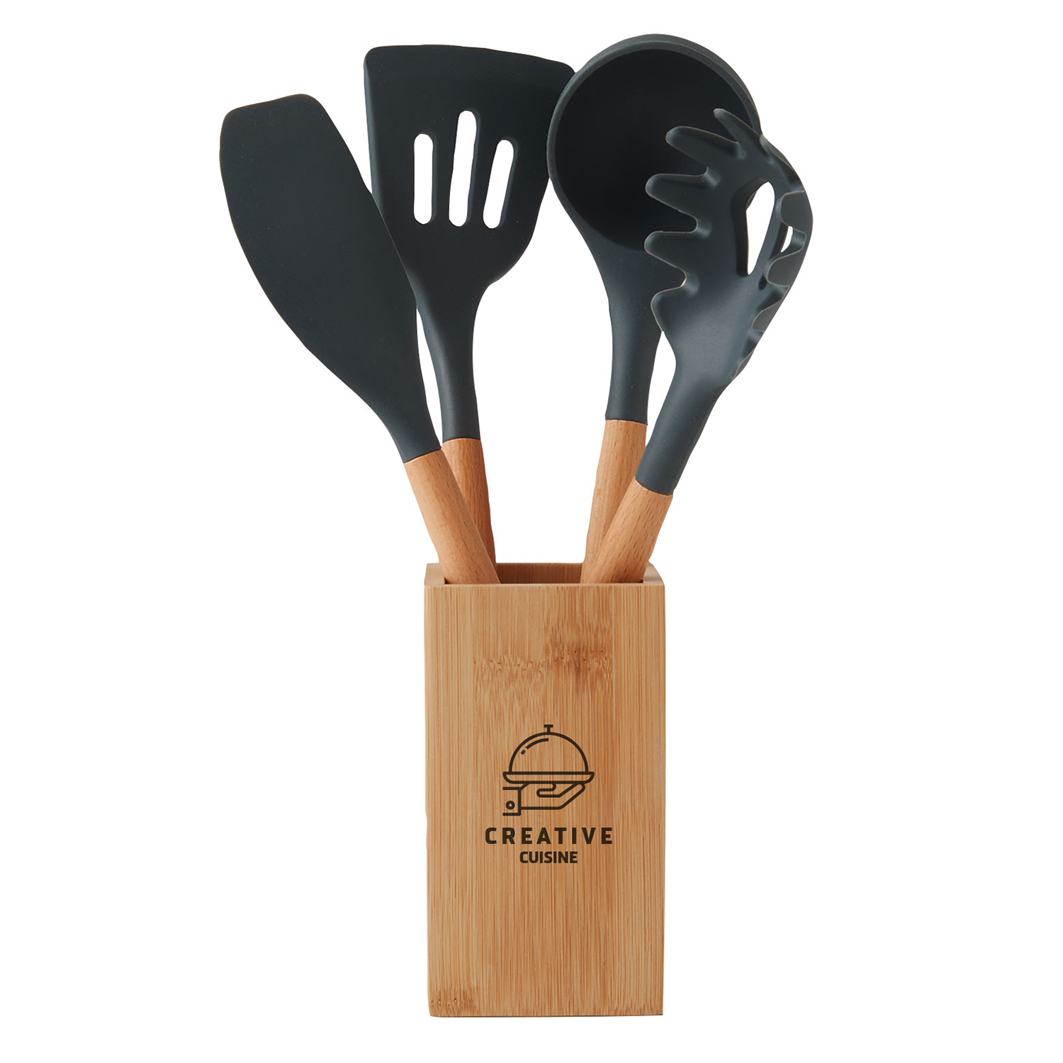 Bamboo with Silicone Kitchen Utensil Set 4