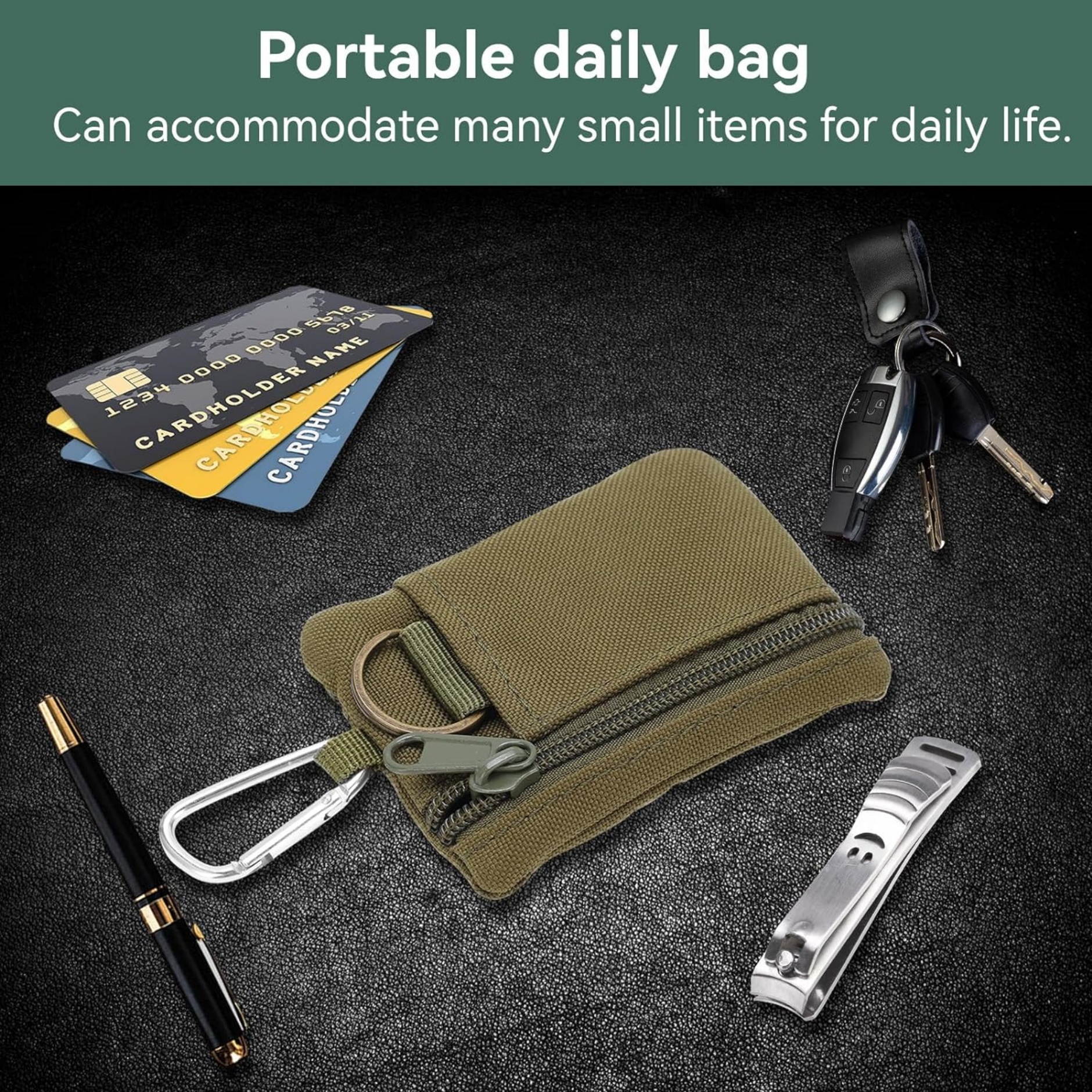 Travel Coin Purse Pouch with Carabiner 5