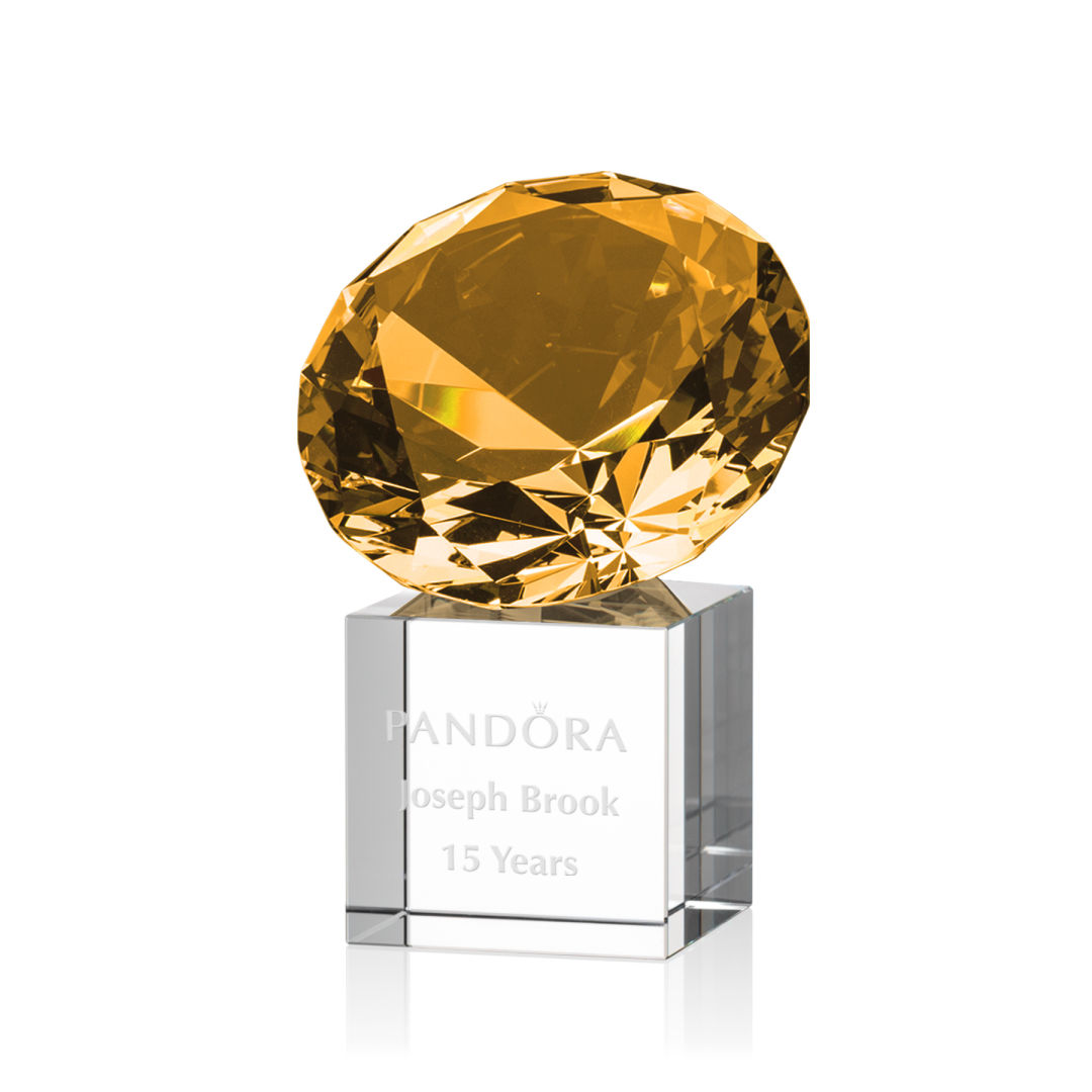 Gemstone Award on Cube - Amber 20
