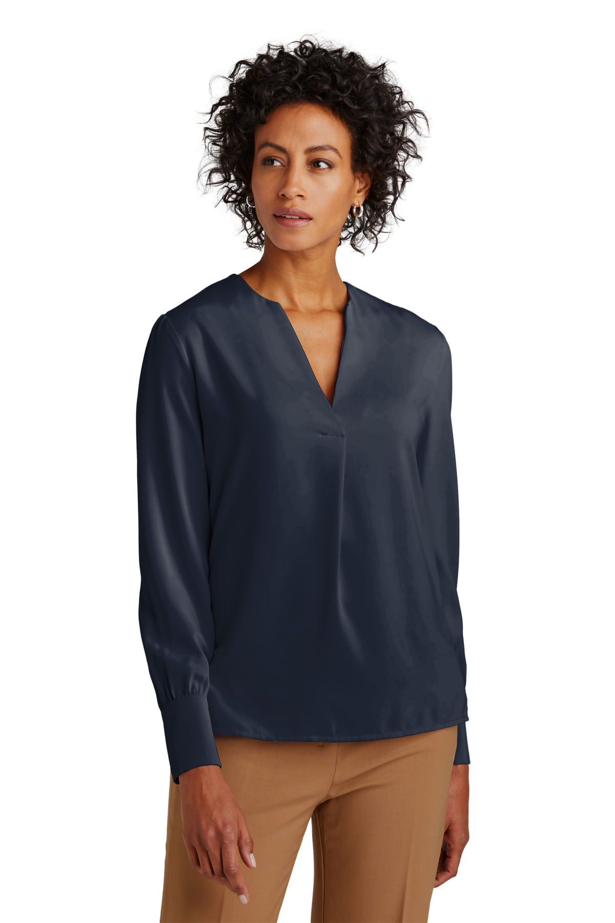 Brooks Brothers Women's Open-Neck Satin Blouse BB18009 25