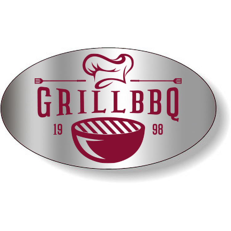 Bright Silver Foil Paper Roll Label Stock Oval (1.125"x2")