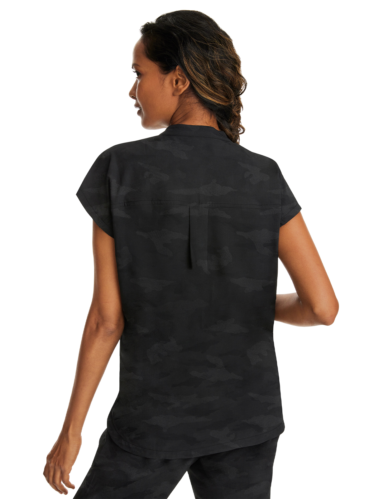 Healing Hands - HH PL Jacquard - Women's 2-Pocket Journey Camo Mandarin Style Top 17