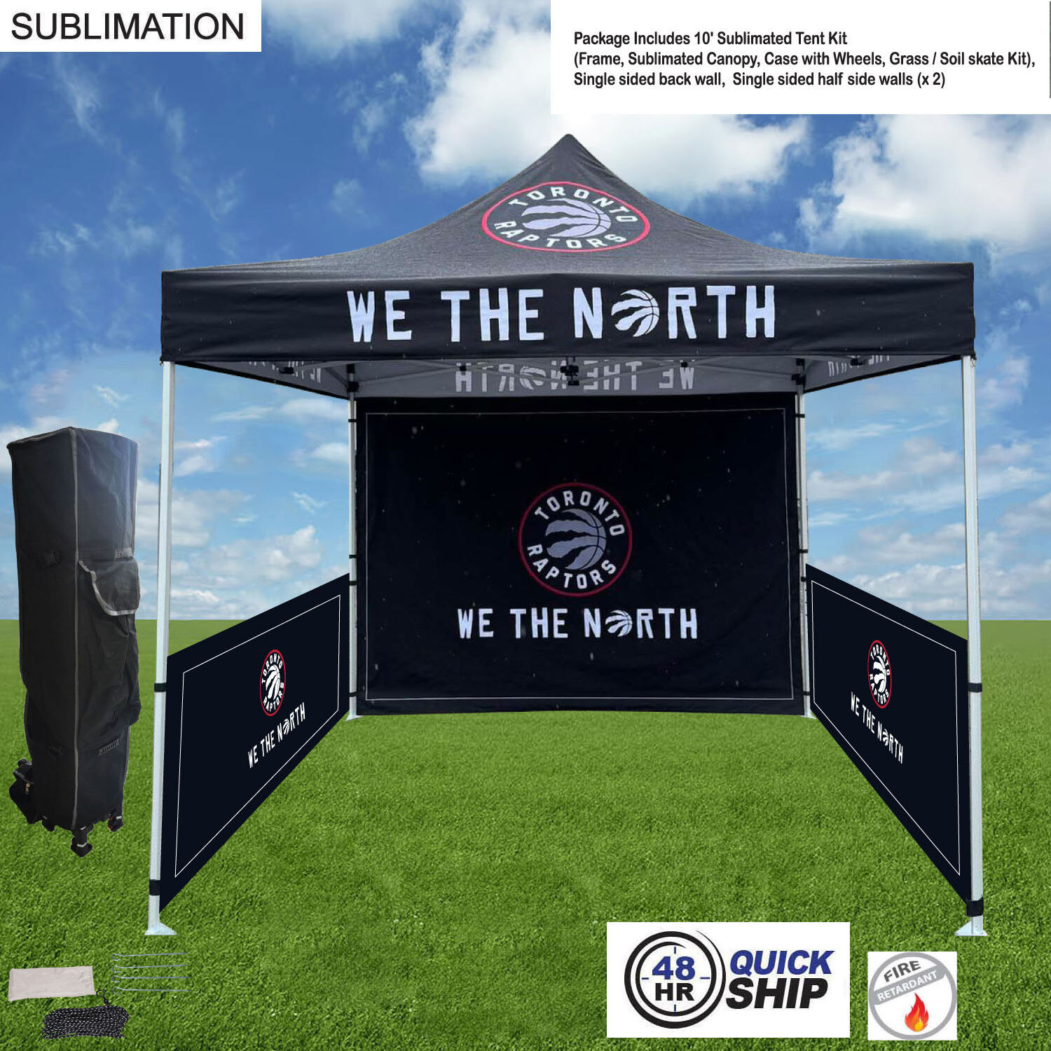 48Hr Quick Ship - Full Tent Package, 10' Tent, Single sided backwall, 2 Single sided half sidewalls 5
