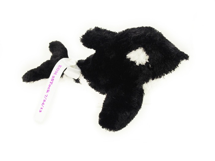 8" Orca Whale with ribbon and one color imprint 2