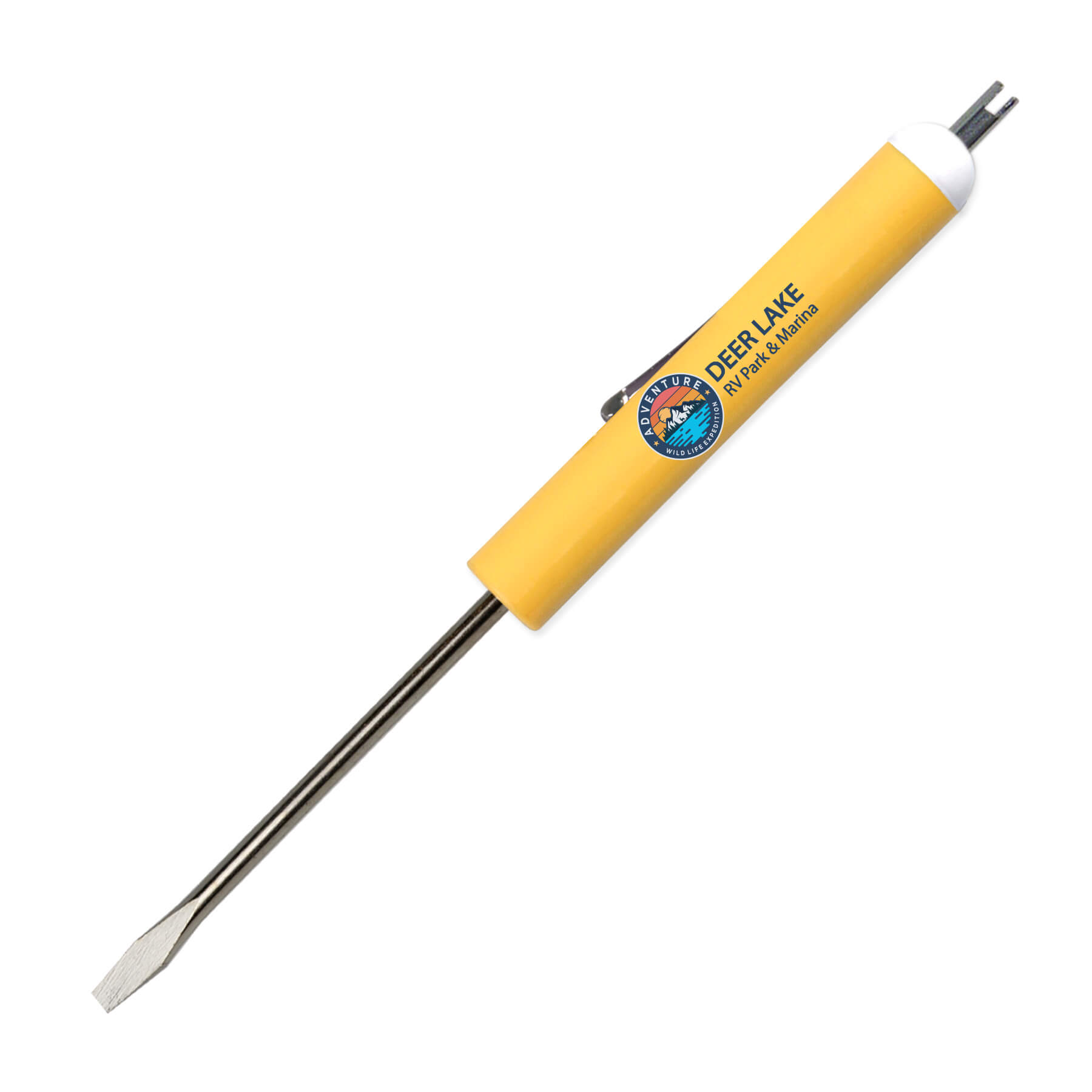 Pocket Screwdriver 1/8" Flat Blade + Valve Stem Top 20
