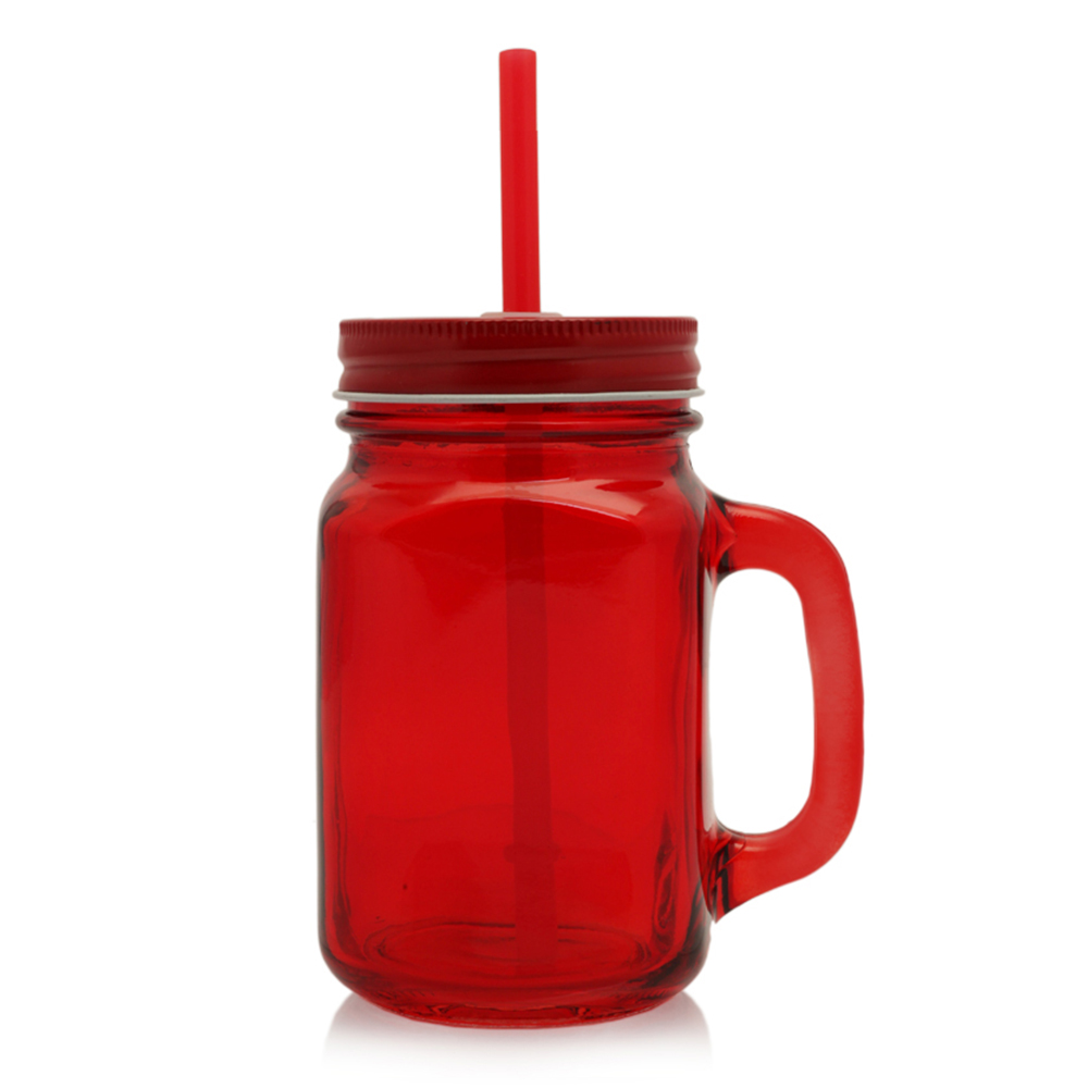 15 oz. Colored Mason Jars with Straw