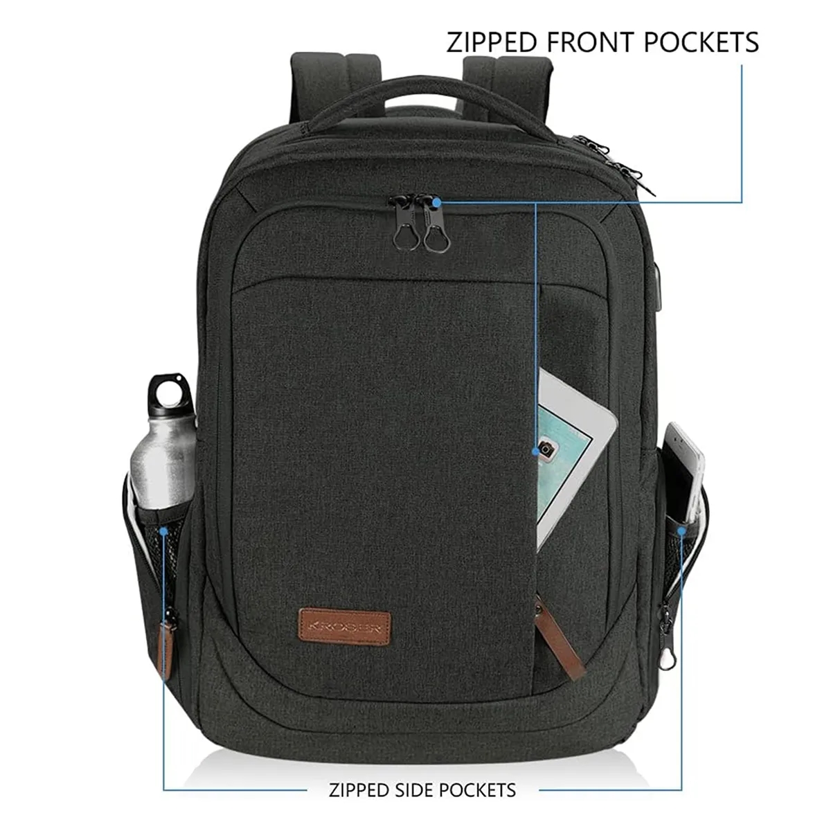Large Business College Laptop Travel Backpack With USB Port 5