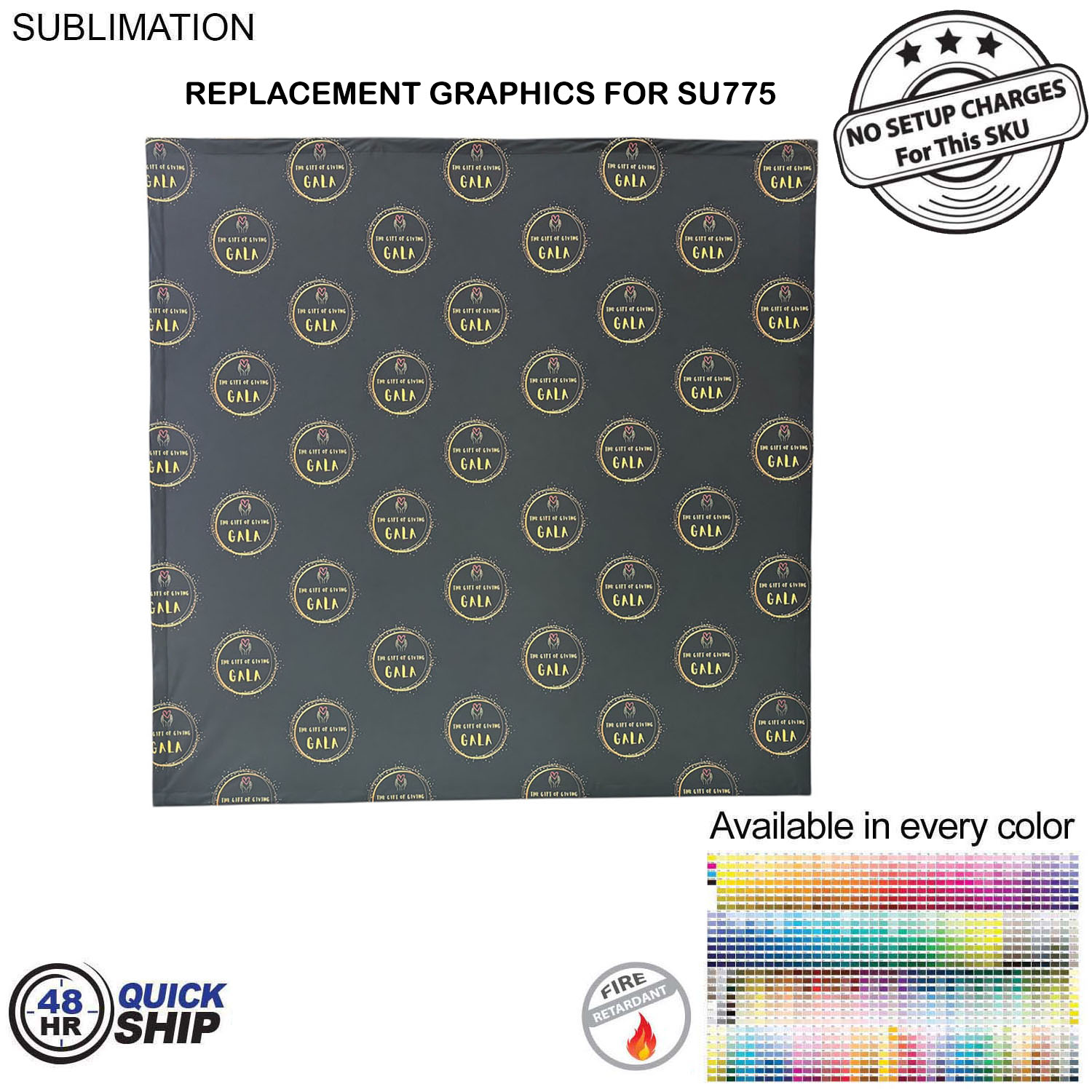 48Hr Quick Ship- Replacement Graphics for 7.5' Straight Wall Tension Fabric with Velcro on the back. 1