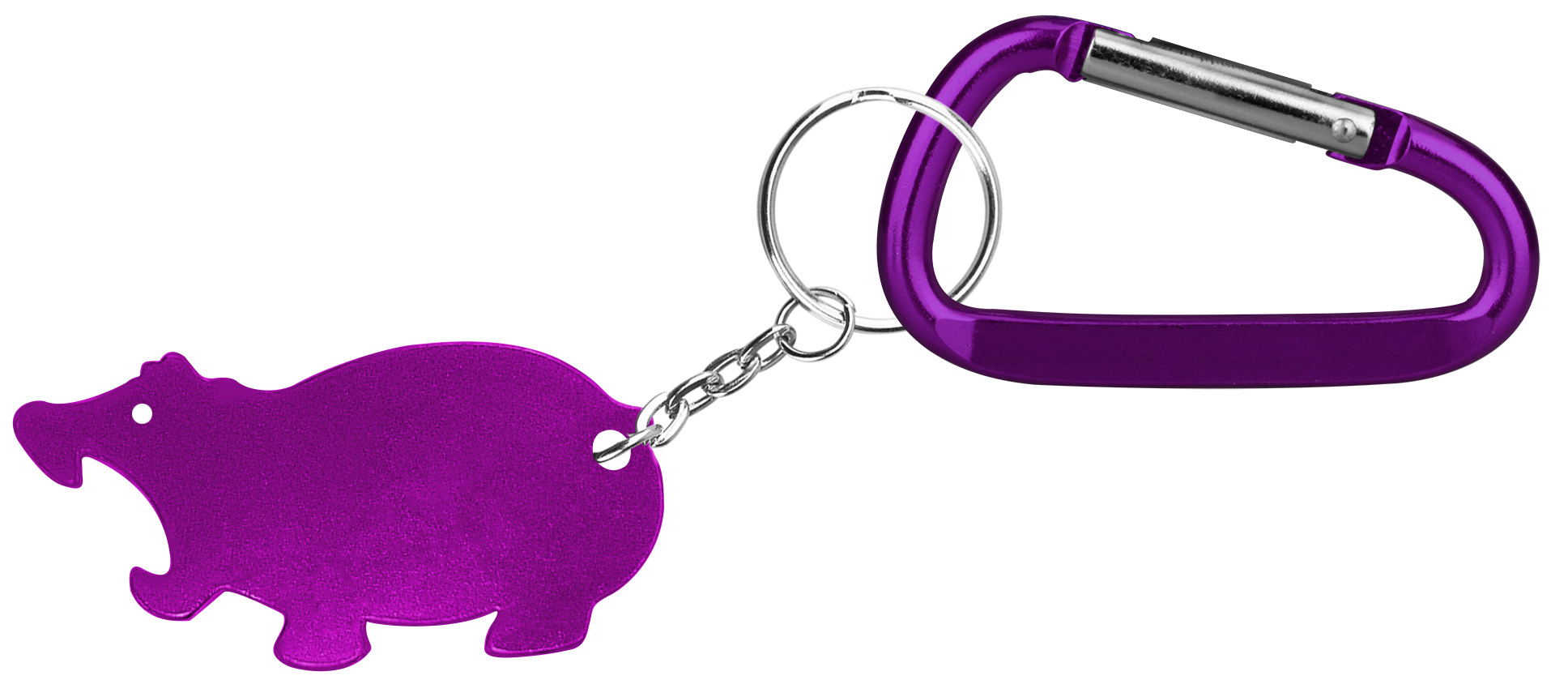 Jumbo size hippo shape bottle opener with key chain & Carabiner 1