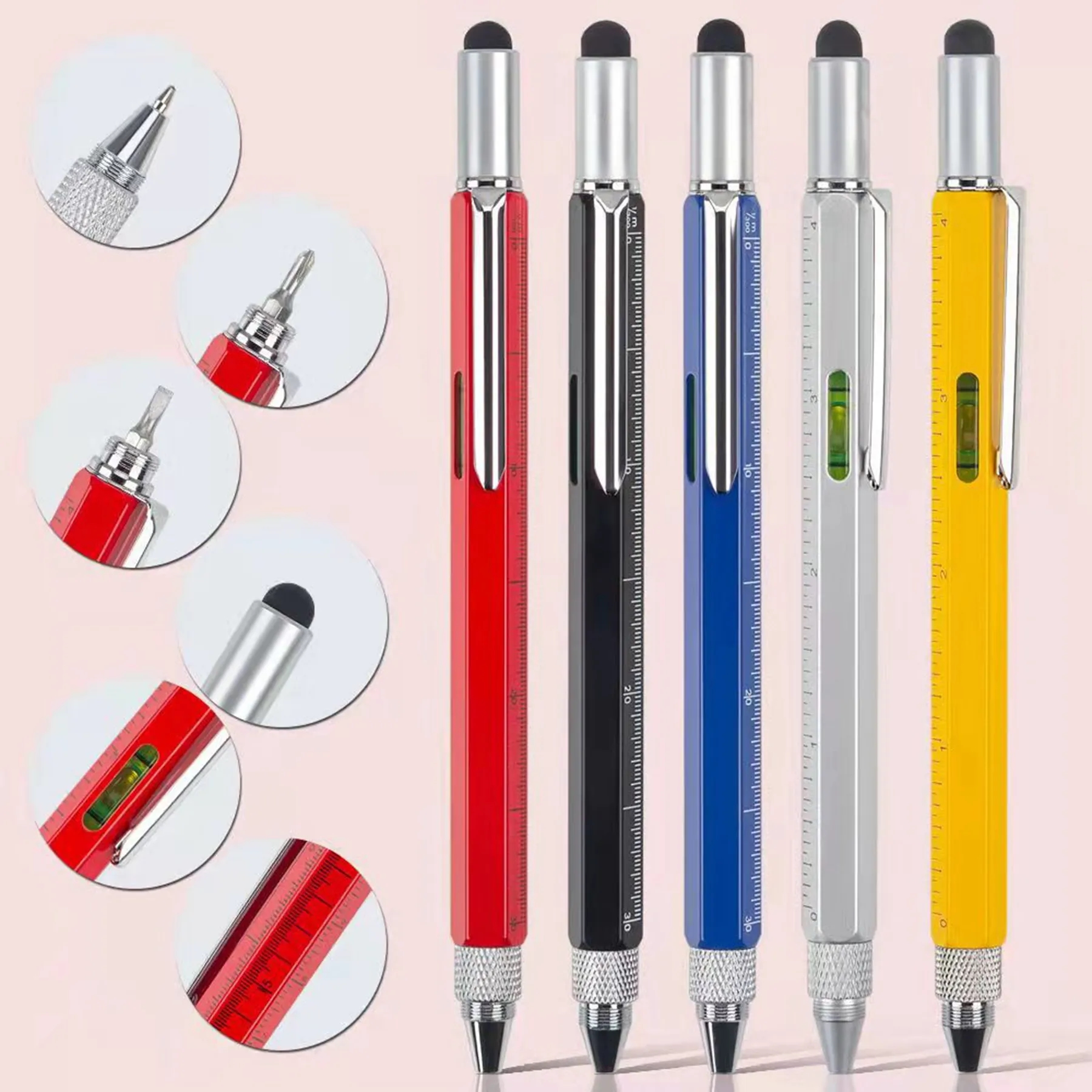6 in 1 Multifunctional Tool Ballpoint Pen with Ruler 7