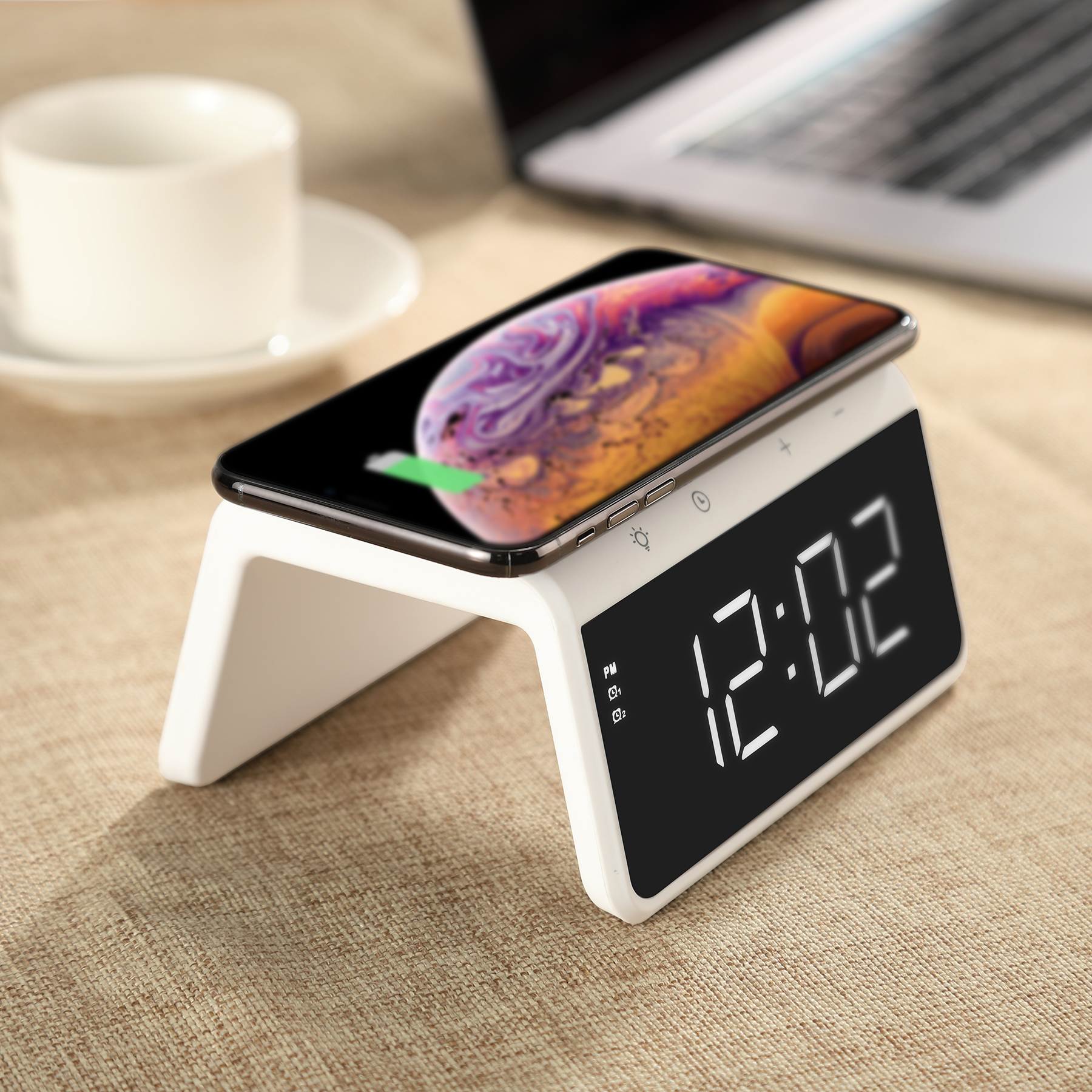 Digital Alarm Clock With Qi Certified 10W Wireless Charger A 15